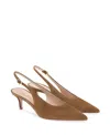 Gianvito Rossi Solid Suede Slingback Pumps In Brown