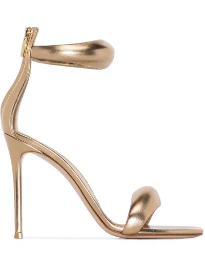 Gianvito Rossi Metallic Napa Ankle-cuff Stiletto Sandals In Gold