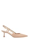 Gianvito Rossi Sandy Calfskin Pumps With Open-back And Hook-and-loop Closure In Beige