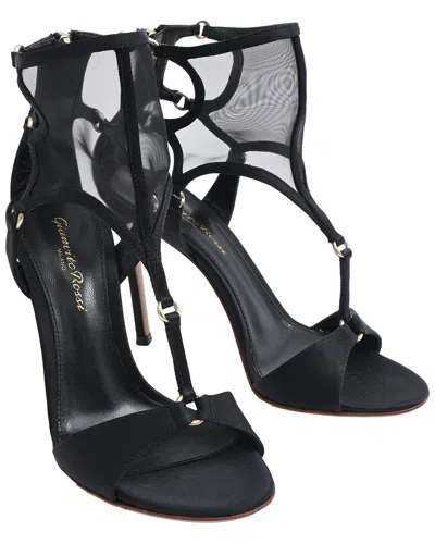 Gianvito Rossi Women's Satin Mesh Accent T-strap Sandal (authentic Pre-loved) In Black