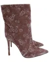 Gianvito Rossi Women's Satin Velvet Embroidered Bootie (authentic Pre-loved) In Brown