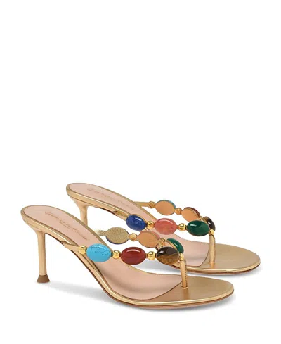 Gianvito Rossi Shanti Thong 70mm Leather Sandals In Multi