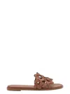Gianvito Rossi Open Weave Leather Slide Sandals