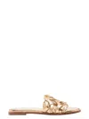 Gianvito Rossi Amalfi Gold Tone Interwoven Leather Sandals
