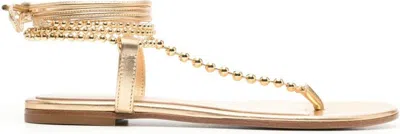 Gianvito Rossi Soleil Leather Thong Sandals In Golden