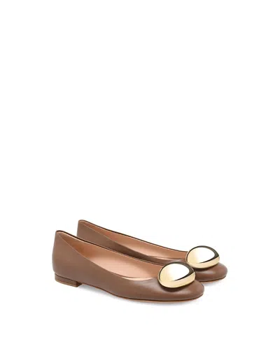 Gianvito Rossi Embellished Leather Ballet Flats In Neutrals