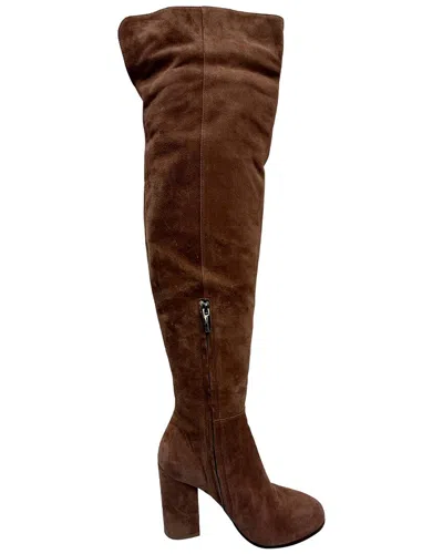 Gianvito Rossi Women's Suede Block-heel Knee-high Boot (authentic Pre-loved) In Animal Print