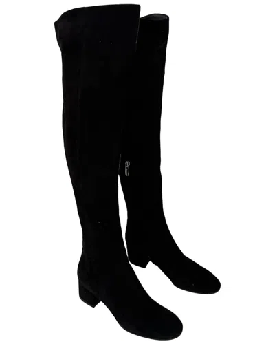 Gianvito Rossi Women's Suede Block-heel Knee-high Boot (authentic Pre-loved) In Black