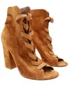 Gianvito Rossi Women's Suede Brooklyn Peep-toe Bootie (authentic Pre-loved)
