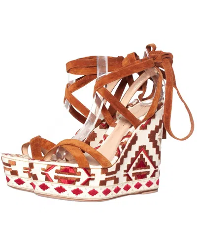 Pre-owned Gianvito Rossi Women's Suede Cheyenne Wedge (authentic Pre-loved) In Brown
