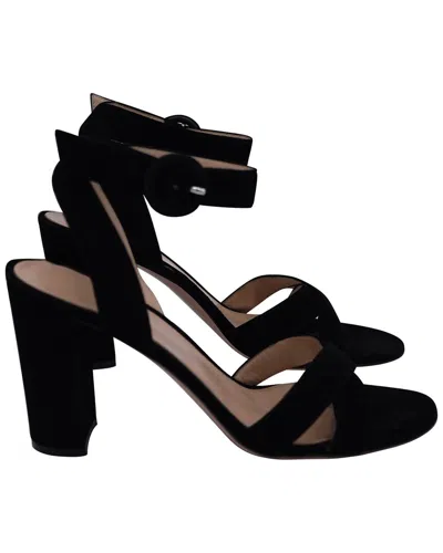Gianvito Rossi Women's Suede Frida Ankle Strap Sandal In Black
