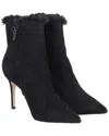 Gianvito Rossi Fur Lined Ankle Boots In Black Suede In Animal Print