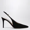 Gianvito Rossi High Suede Slingback With Buckle Detail In Black