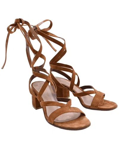 Gianvito Rossi Women's Suede Janis Low Sandal (authentic Pre-loved) In Brown