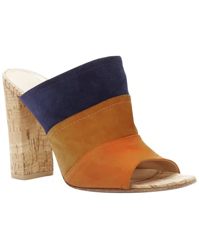 Gianvito Rossi Women's Suede Leather Color Block Cork Mule (authentic Pre-  Loved) In Multi