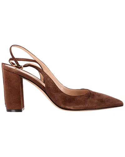Gianvito Rossi Women's Suede Pointed Slingback Pump (authentic Pre-loved) In Brown