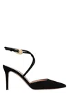 Gianvito Rossi Buckle Detail Strappy Suede Stiletto Pumps In Black