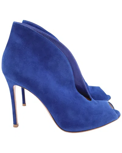 Gianvito Rossi Women's Suede Vamp Peep Toe Bootie