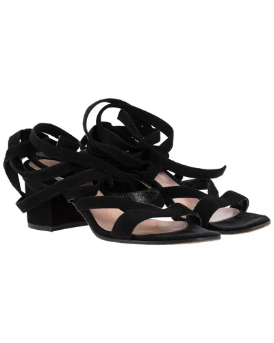 Pre-owned Gianvito Rossi Women's Suede Wrap Sandal (authentic Pre-loved) In Black