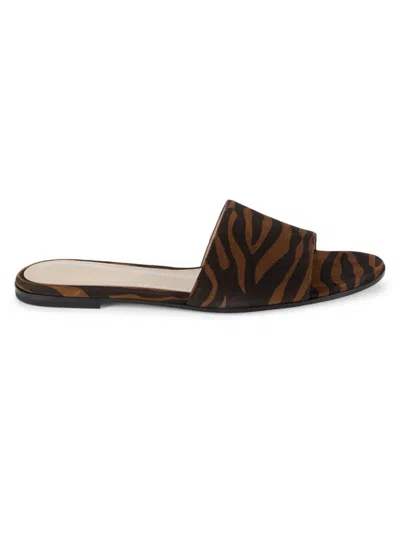 Gianvito Rossi Women's Tiger Print Suede Flat Sandals In Brown Multicolor
