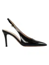 Gianvito Rossi Christina Glossed-leather Slingback Pumps In Black