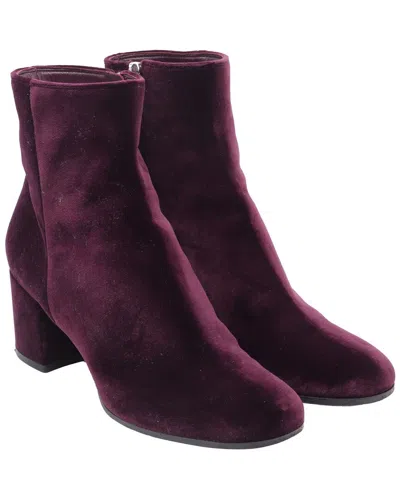 Pre-owned Gianvito Rossi Women's Velvet Margaux Block-heel Bootie (authentic Pre-loved) In Purple
