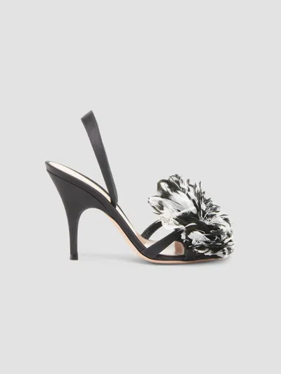 Gianvito Rossi Women's Winter Garden 95mm Crepe Satin Slingback Sandals In Black