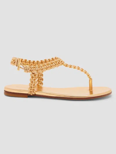 Gianvito Rossi Braided Metallic Nappa Leather Thong Sandals In Brown