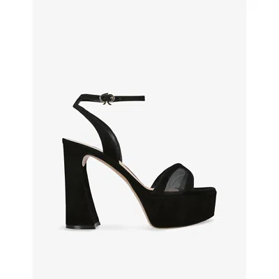 GIANVITO ROSSI WOMENS BLACK BOW-EMBELLISHED 105 MESH PLATFORM HEELED SANDALS EUR 38.5 / 5.5 UK