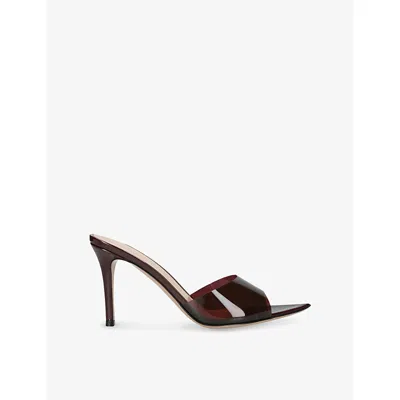 GIANVITO ROSSI WOMENS GIANVITO ROSSI ELLE 85 LEATHER AND PVC HEELED MULES
