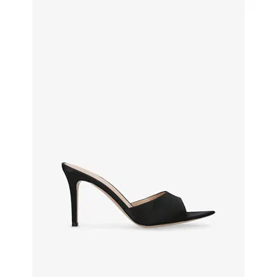 Gianvito Rossi Womens Black Elle 85 Leather Heeled Mules Eur 39 / 6 Uk