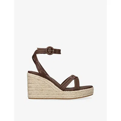 Gianvito Rossi Womens  Lianne Beach Wedge Leather Sandals In Brown
