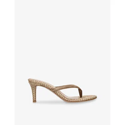 Gianvito Rossi Womens Calypso Suede And Raffia Heeled Sandals Camel Eur 39.5 / 6.5 Uk