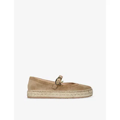 Gianvito Rossi Womens Elda Suede Espadrilles Camel Eur 38.5 / 5.5 Uk