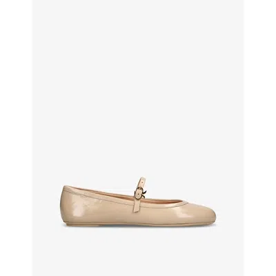 Gianvito Rossi Beige Leather Ballerinas With Buckle Strap In Neutral
