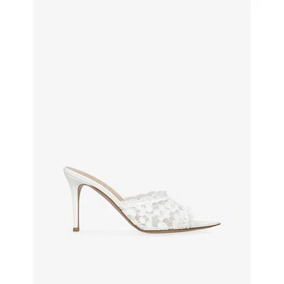 Gianvito Rossi Womens  Claudia Lace And Suede Mules In White