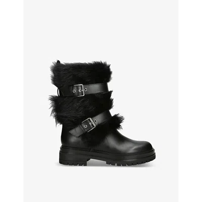 Gianvito Rossi Maverick Leather And Shearling Biker Boots In Black