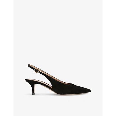 Gianvito Rossi Womens  Robbie Suede Slingback Courts In Black