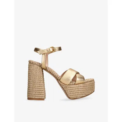Gianvito Rossi Womens Gold Bebe Leather Platform Sandals Eur 39 / 6 Uk