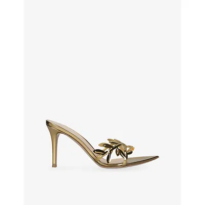 Gianvito Rossi Leather Flavia Heeled Sandals 85 In Gold