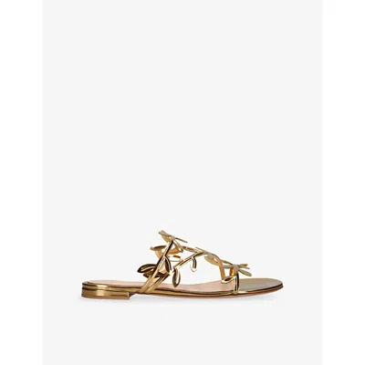 Gianvito Rossi Woman Sandals Gold Size 6 Leather In Animal Print