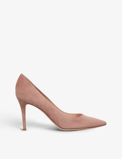 Gianvito Rossi Womens Blush Pointed-toe Suede Court Heels Eur 38.5 / 5.5 Uk In Nude (lingerie)