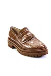 Gianvito Rossi Womens Slip On Croc Embossed Loafers Brown Leather In Brown
