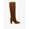 Gianvito Rossi Womens Tan Glen 85 Heeled Suede Knee-high Boots Eur 38/5 Uk