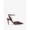 Gianvito Rossi Womens Wine Pointed-toe 80 Mesh Slingback Courts Eur 39 / 6 Uk