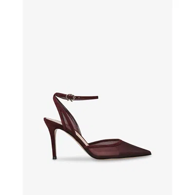 Gianvito Rossi Womens Wine Pointed-toe 80 Mesh Slingback Courts Eur 39 / 6 Uk