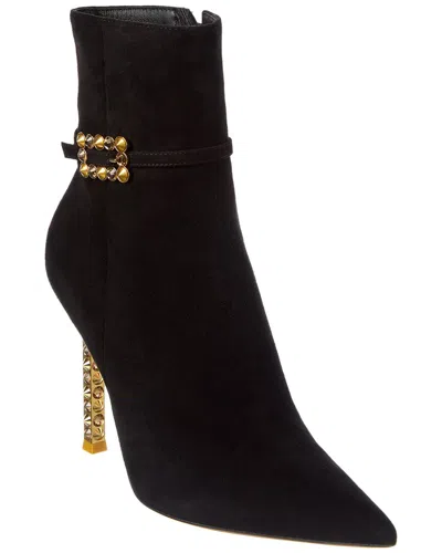 Gianvito Rossi Wonder 105 Suede Bootie In Black