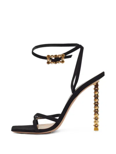 Pre-owned Gianvito Rossi Wonder Suede Sandals In Black
