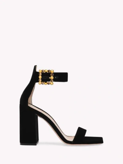 Gianvito Rossi 95mm Wondy Suede High Heel Sandals In Black