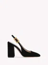 Gianvito Rossi Wondy 95 Velvet Slingback Pumps In Black